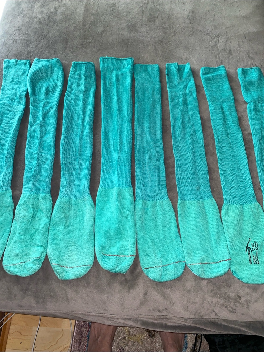 Bundle of 4 Kids Knee-High Soccer Socks in Green/Teal- Pack-Ready Comfort